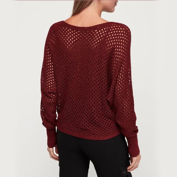 NEW! Merlot Open Stitch Dolman Sweater - Picture 2 of 6